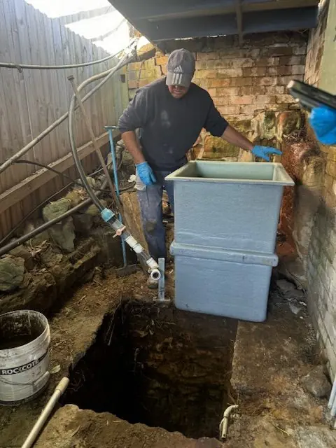 A new pump pit being installed at a property in Kangaroo Point, Sutherland Shire